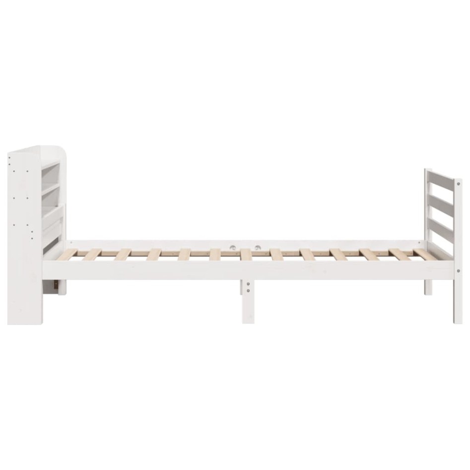 Estructura de cama con cabecero sin colchón blanco 100x200