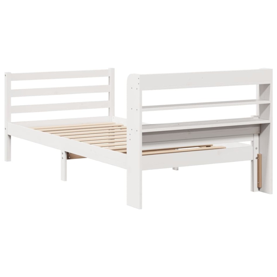 Estructura de cama con cabecero sin colchón blanco 100x200