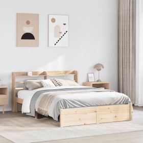 Estructura de cama con cabecero madera de pino blanco