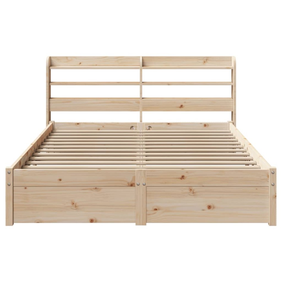 Estructura de cama con cabecero madera de pino blanco