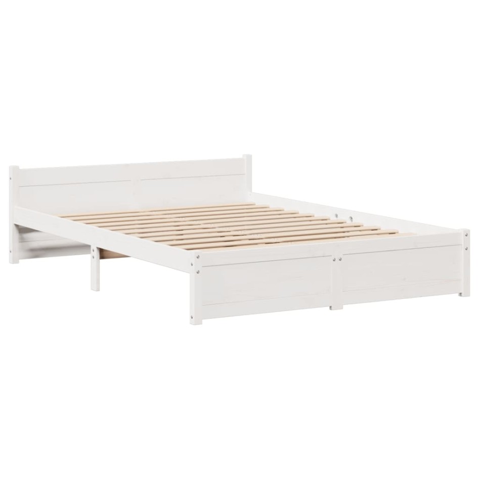 Estructura de cama con cabecero sin colchón blanco 160x200