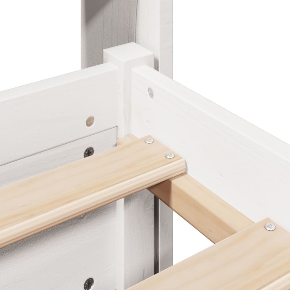 Estructura de cama con cabecero sin colchón blanco 160x200