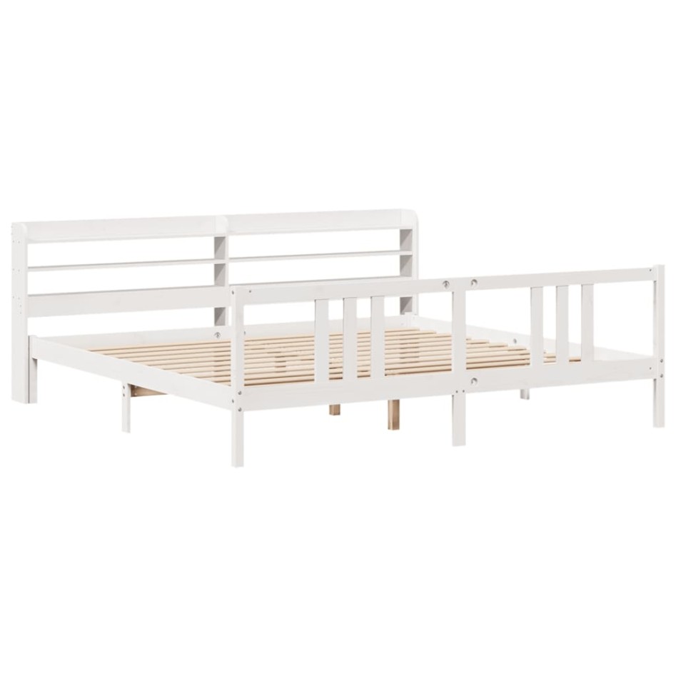 Estructura de cama con cabecero sin colchón blanco 200x200