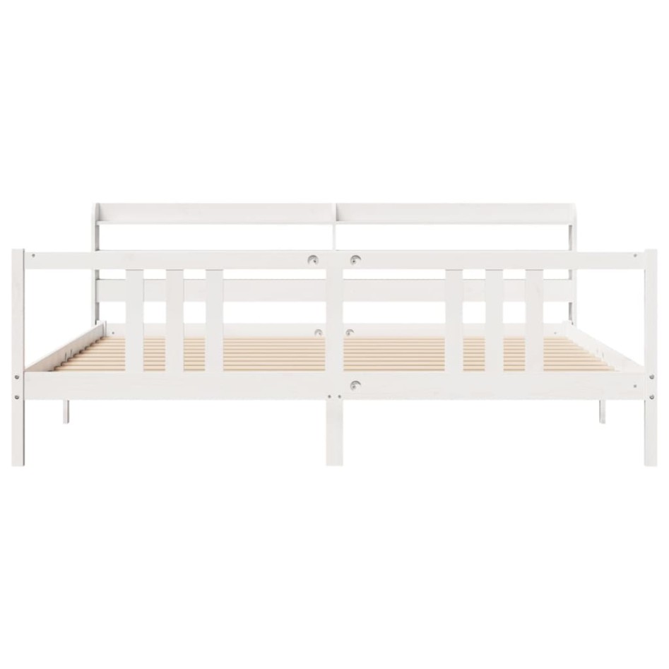 Estructura de cama con cabecero sin colchón blanco 200x200