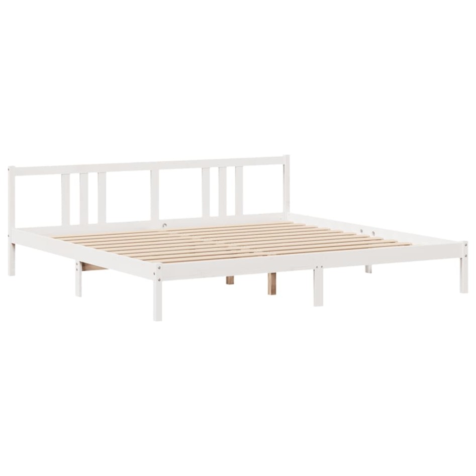 Estructura de cama con cabecero sin colchón blanco 200x200