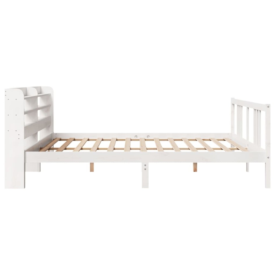 Estructura de cama con cabecero sin colchón blanco 200x200
