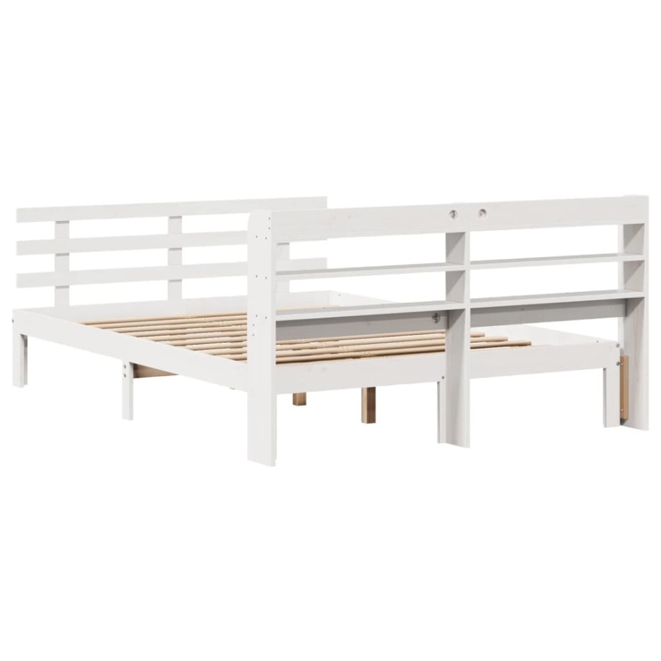 Estructura de cama con cabecero madera de pino blanco