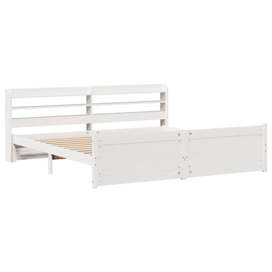 Estructura de cama con cabecero sin colchón blanco 200x200