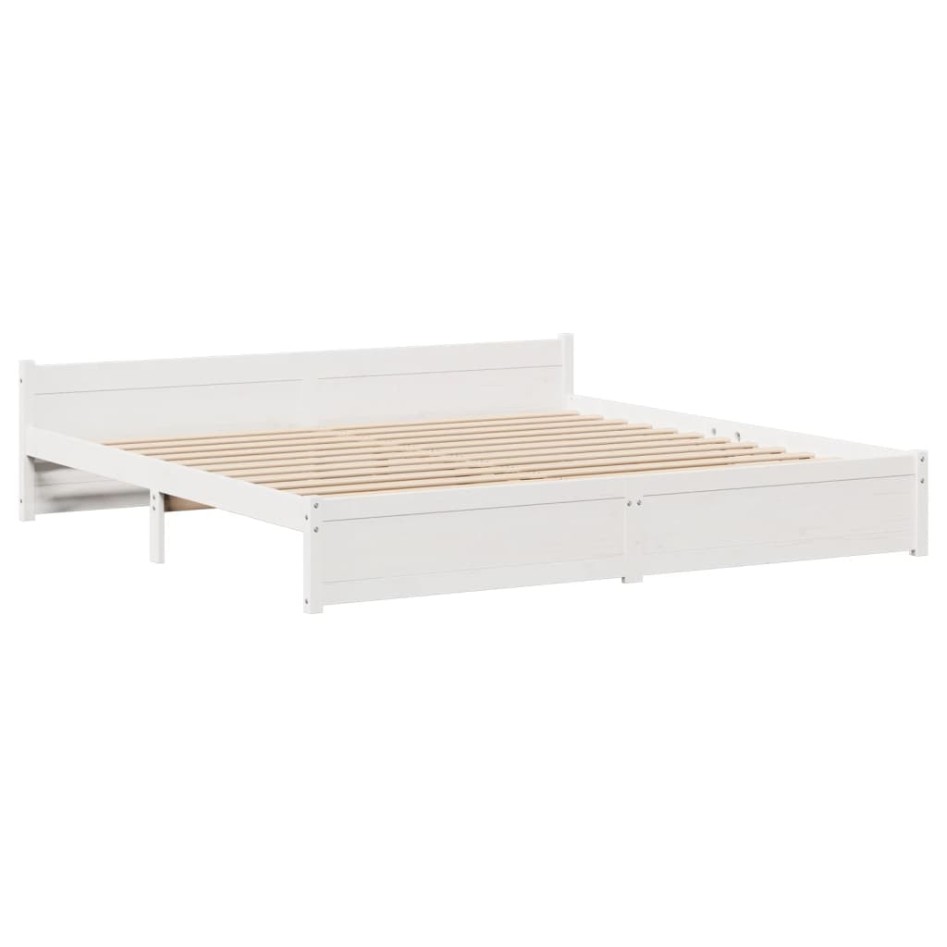 Estructura de cama con cabecero sin colchón blanco 200x200