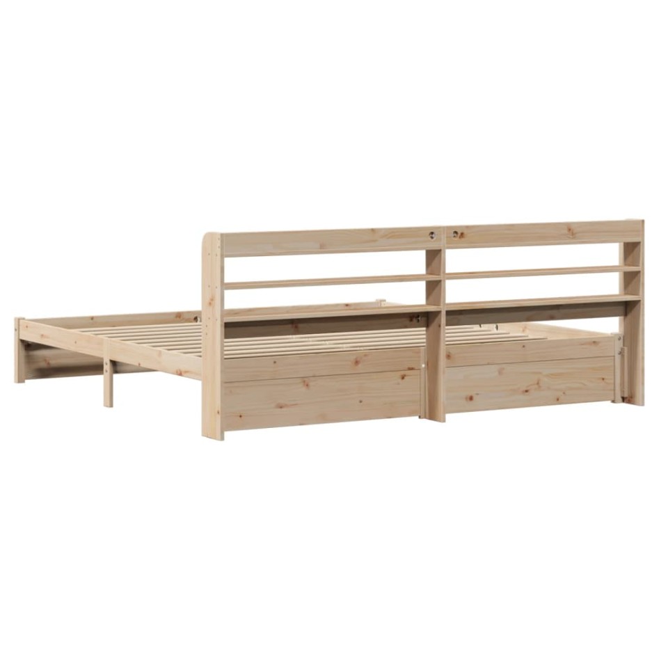 Estructura de cama con cabecero madera maciza de pino