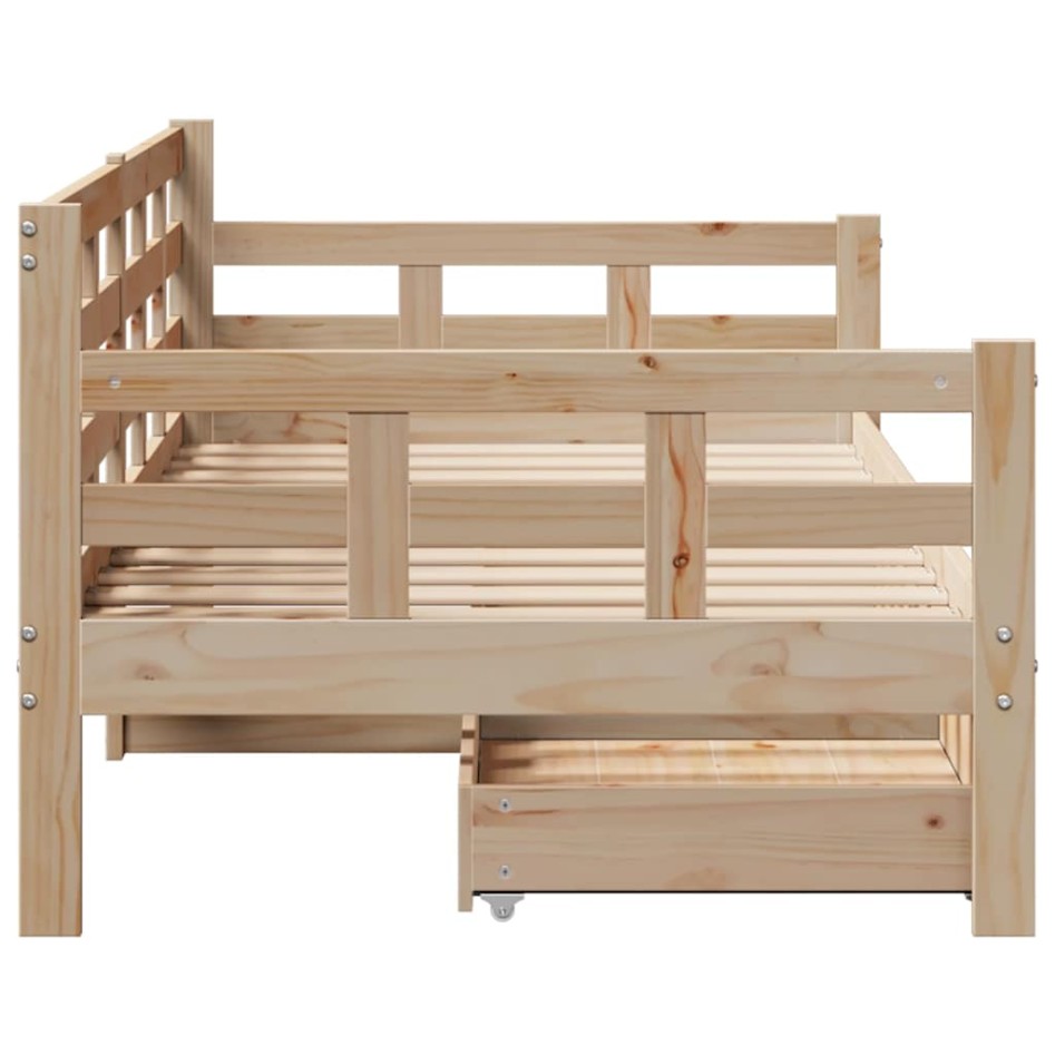 Sofá cama con cajones madera maciza de pino 90x190