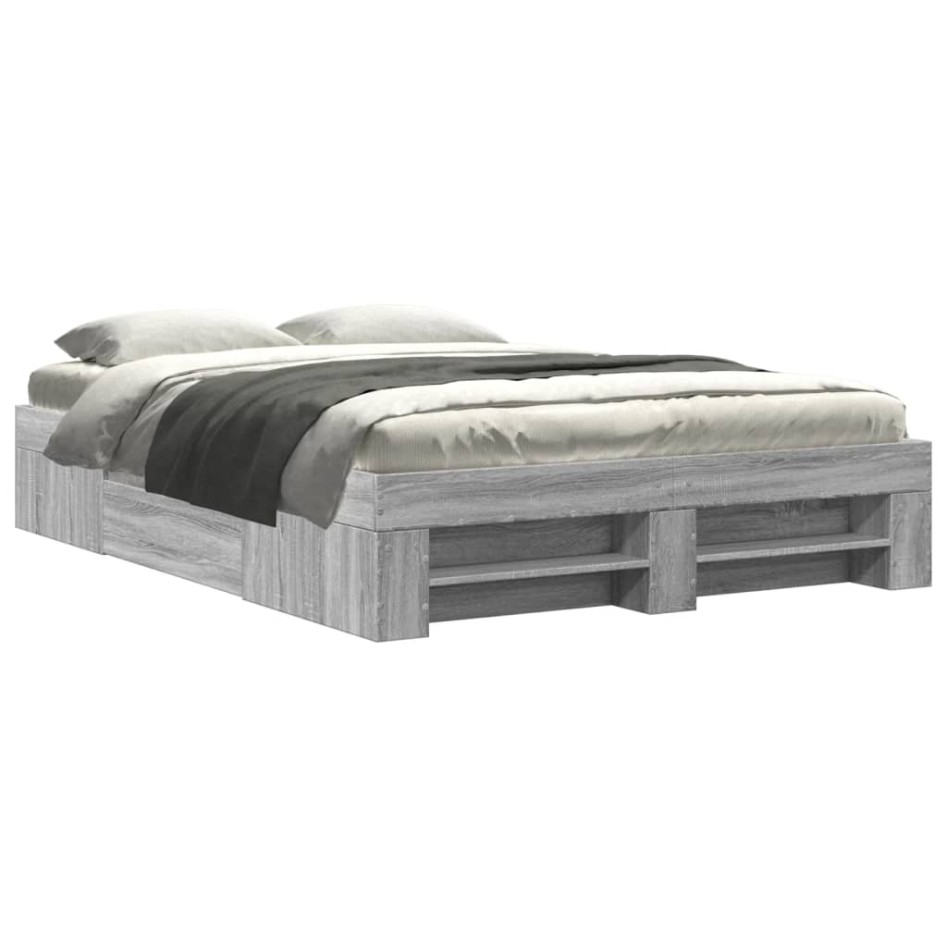 Estructura de cama madera de ingeniería gris Sonoma 140x190