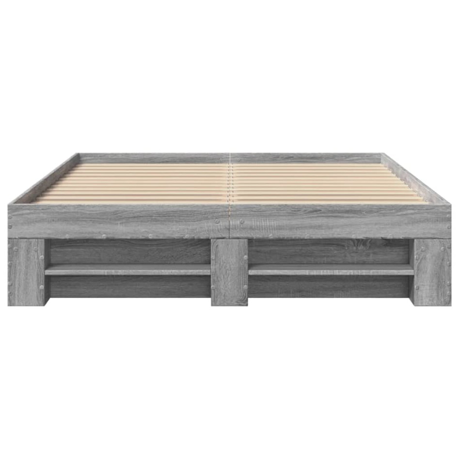 Estructura de cama madera de ingeniería gris Sonoma 140x190