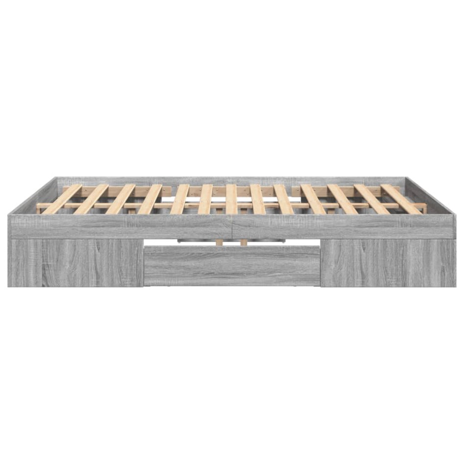 Estructura de cama madera de ingeniería gris Sonoma 140x190