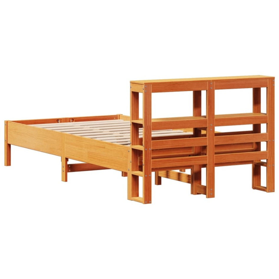 Estructura de cama sin colchón madera maciza marrón 90x190