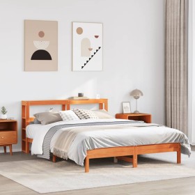 Estructura de cama sin colchón madera maciza marrón 135x190