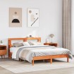 Estructura de cama sin colchón madera maciza marrón 135x190 cm