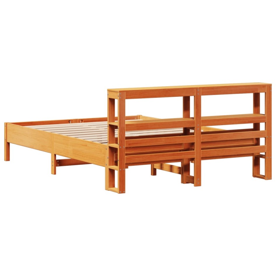 Estructura de cama sin colchón madera maciza marrón 135x190