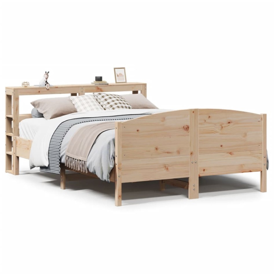Estructura de cama sin colchón madera de pino blanco 150x200