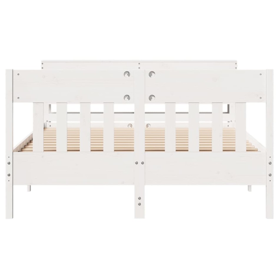 Estructura de cama sin colchón madera de pino blanca 150x200