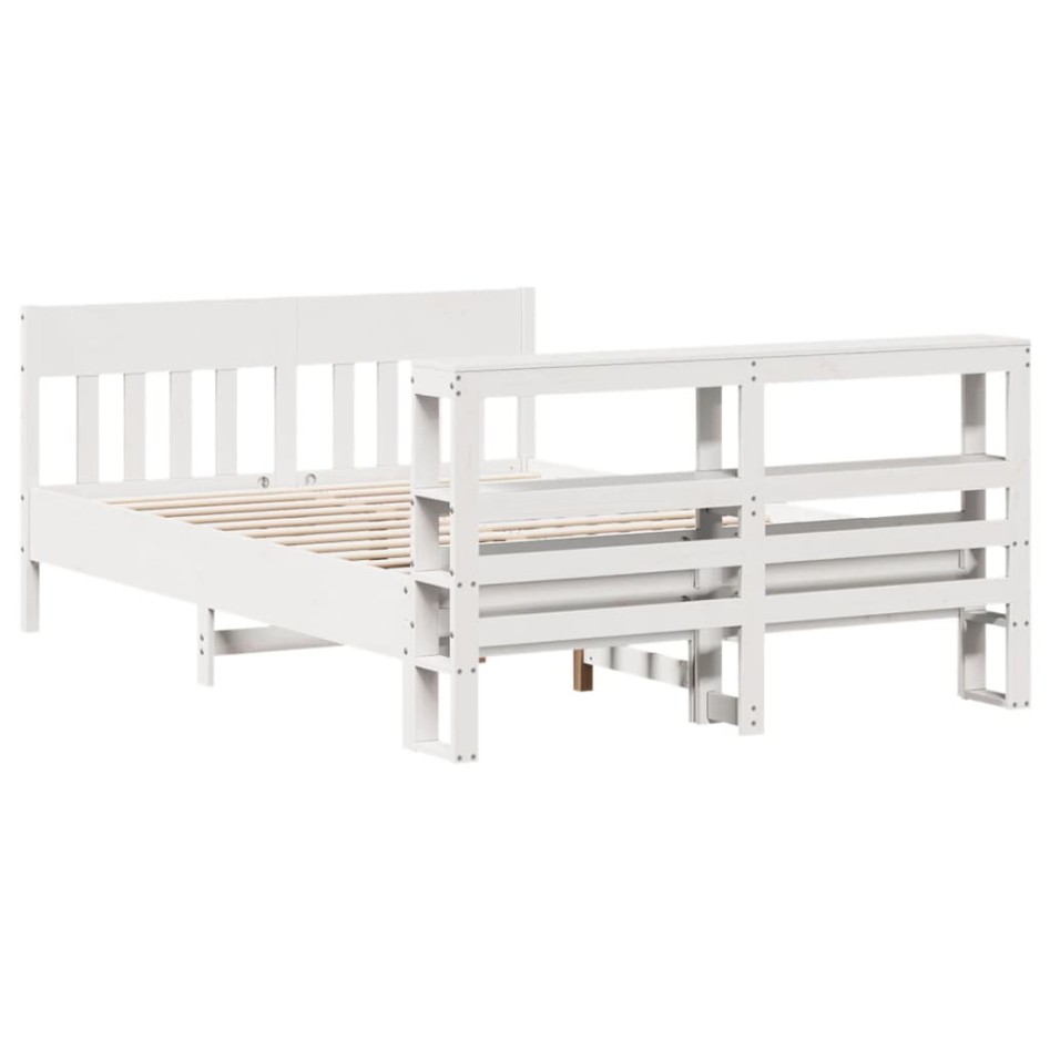 Estructura de cama sin colchón madera de pino blanca 150x200