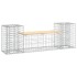 Banco jardín diseño gaviones madera maciza pino 183x41x60,5