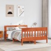 Cama sin colchón madera maciza de pino marrón cera 160x200 cm