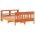 Cama sin colchón madera maciza de pino marrón cera 160x200