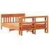 Cama sin colchón madera maciza de pino marrón cera 160x200