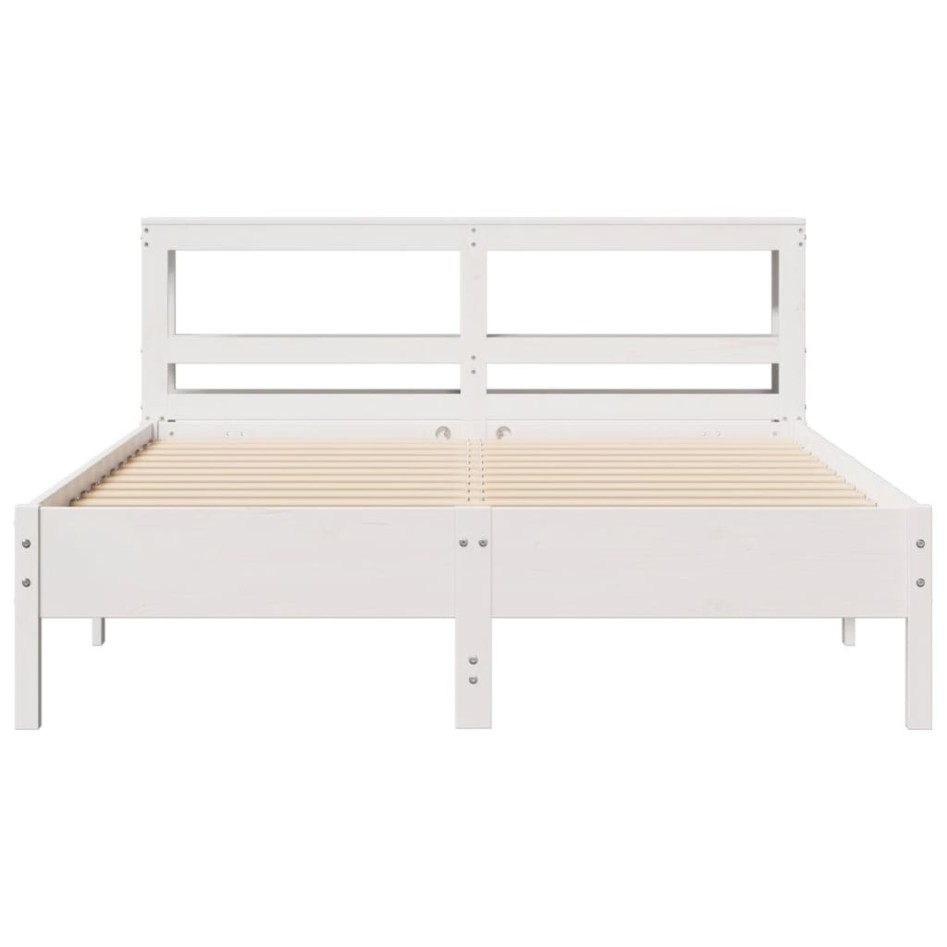 Estructura de cama sin colchón madera de pino blanca 150x200