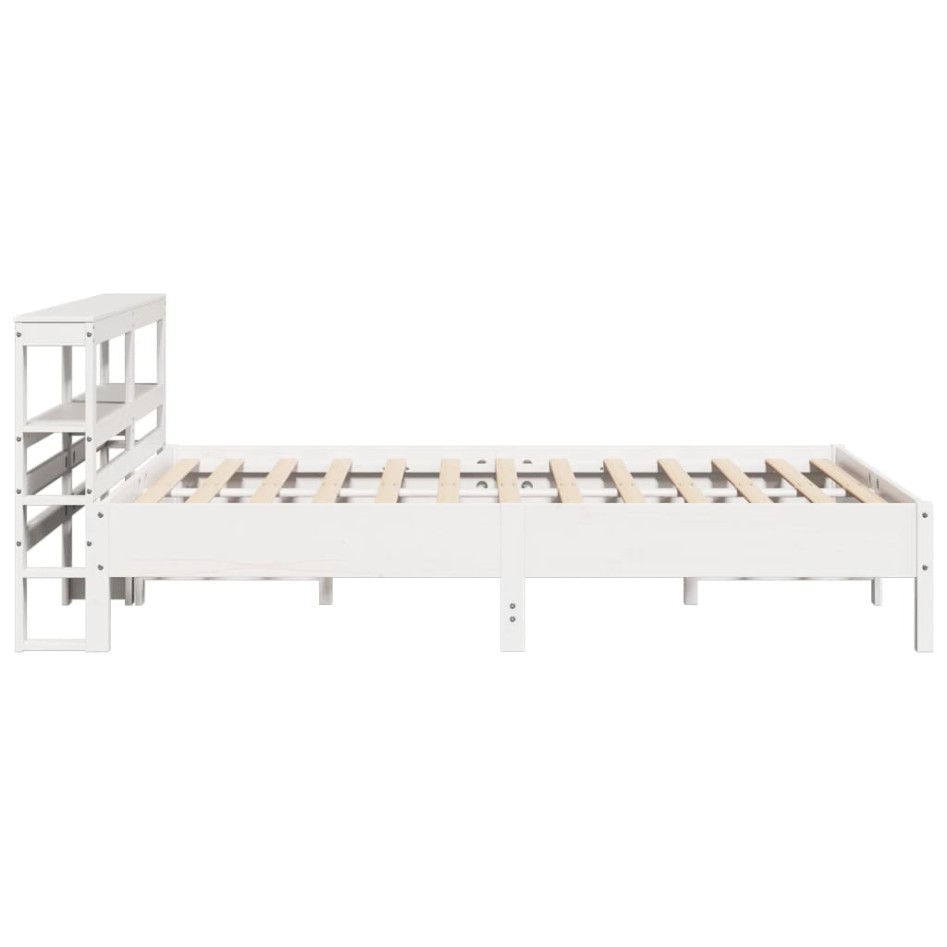 Estructura de cama sin colchón madera de pino blanca 150x200