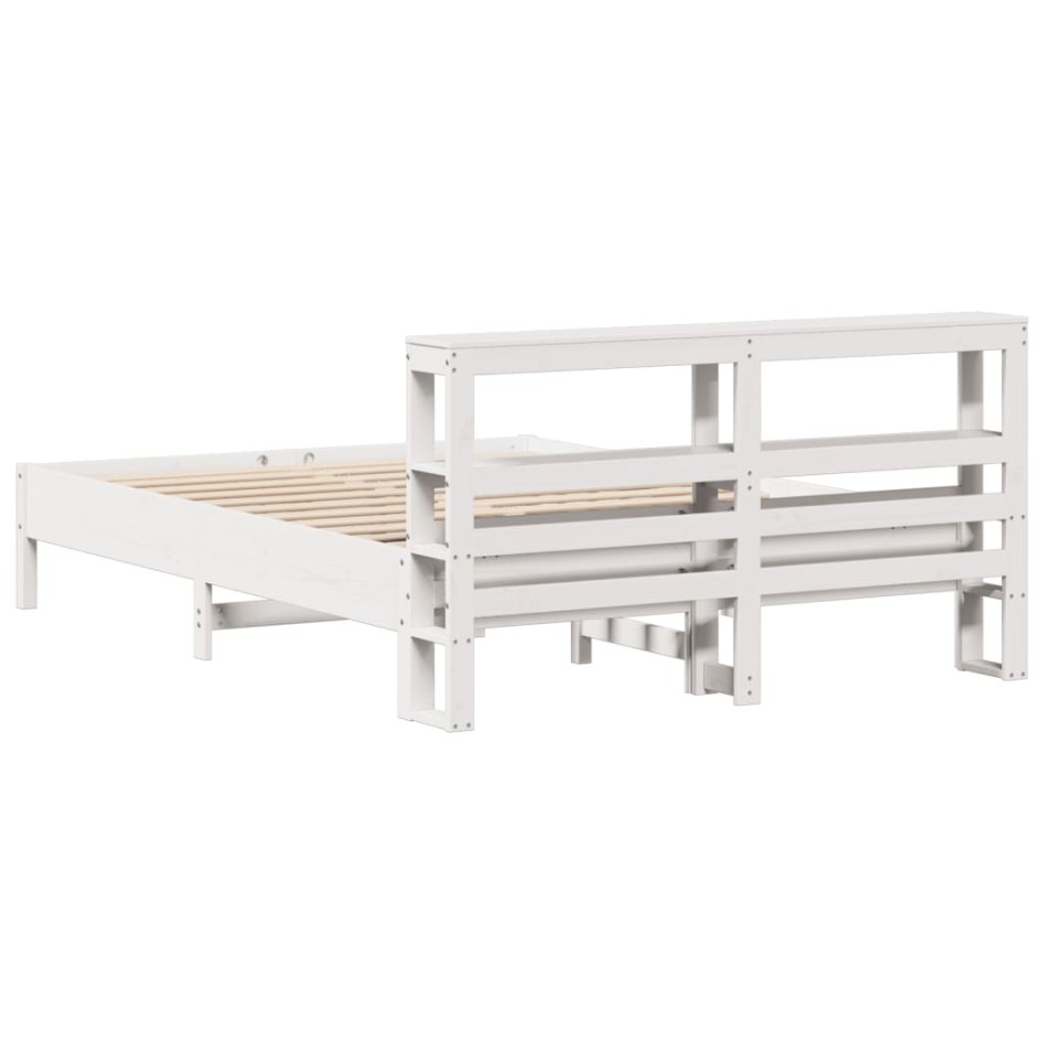Estructura de cama sin colchón madera de pino blanca 150x200