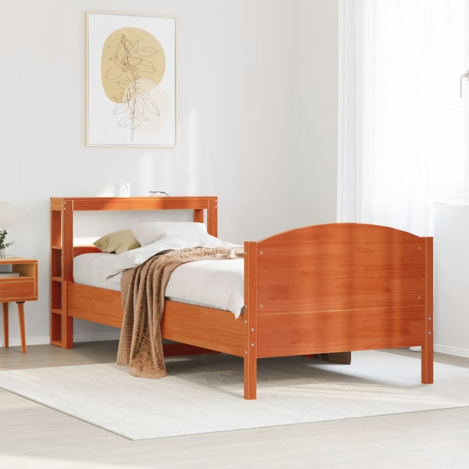 Estructura de cama sin colchón madera maciza marrón 90x190