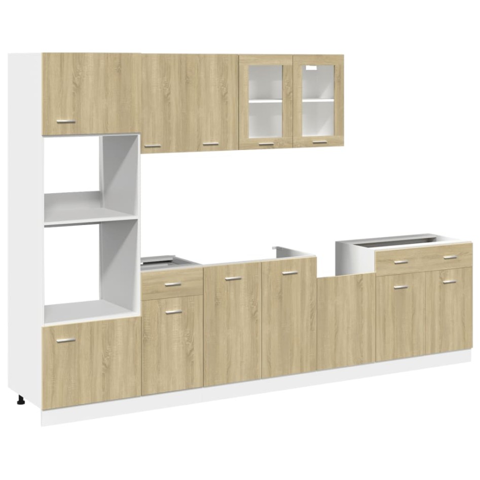 Set de muebles de cocina 7 pzas madera ingeniería roble