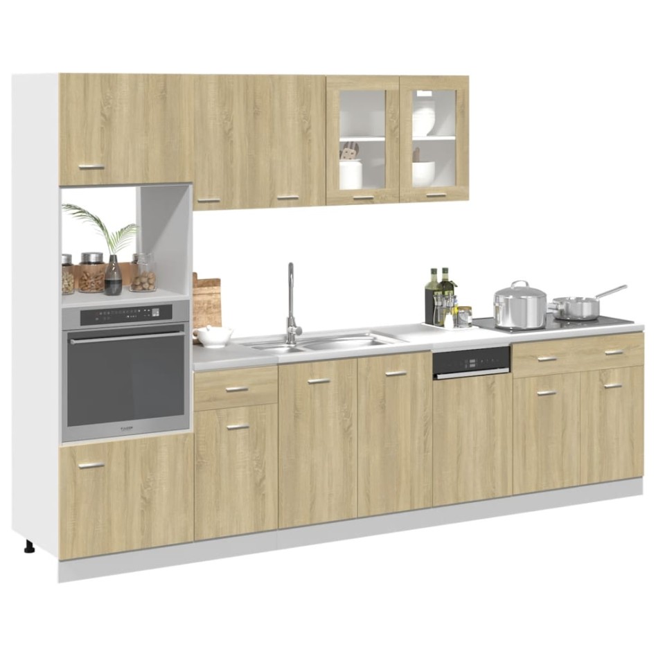 Set de muebles de cocina 7 pzas madera ingeniería roble