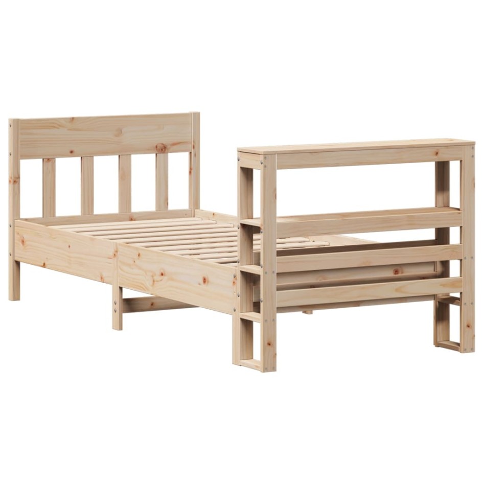 Estructura de cama sin colchón madera maciza pino 75x190