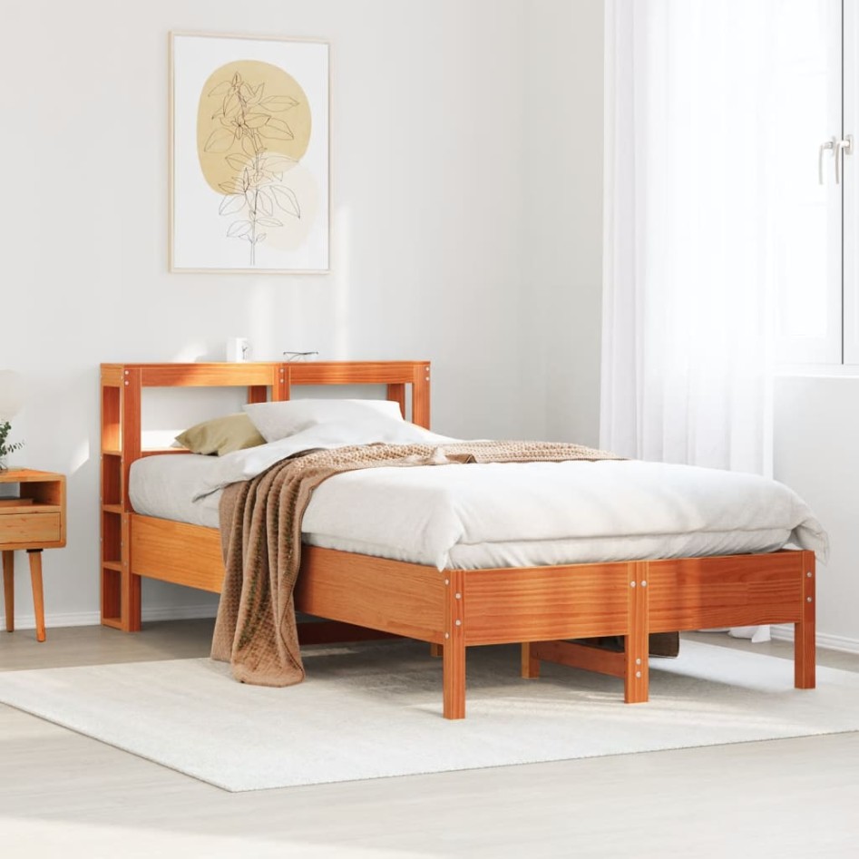 Estructura de cama sin colchón madera de pino marrón 90x200