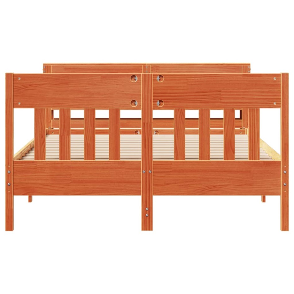 Estructura de cama sin colchón madera maciza marrón 135x190