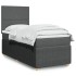 Cama box spring con colchón tela gris oscuro 80x200