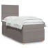 Cama box spring con colchón tela gris taupe 80x200