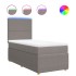 Cama box spring con colchón tela gris taupe 80x200