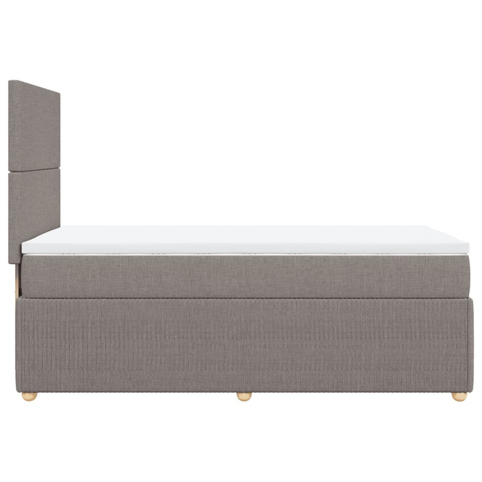 Cama box spring con colchón tela gris taupe 80x200