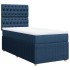 Cama box spring con colchón tela azul 80x200