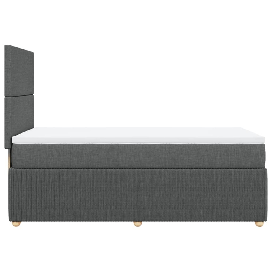 Cama box spring con colchón tela gris oscuro 90x200