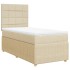 Cama box spring con colchón tela color crema 90x200