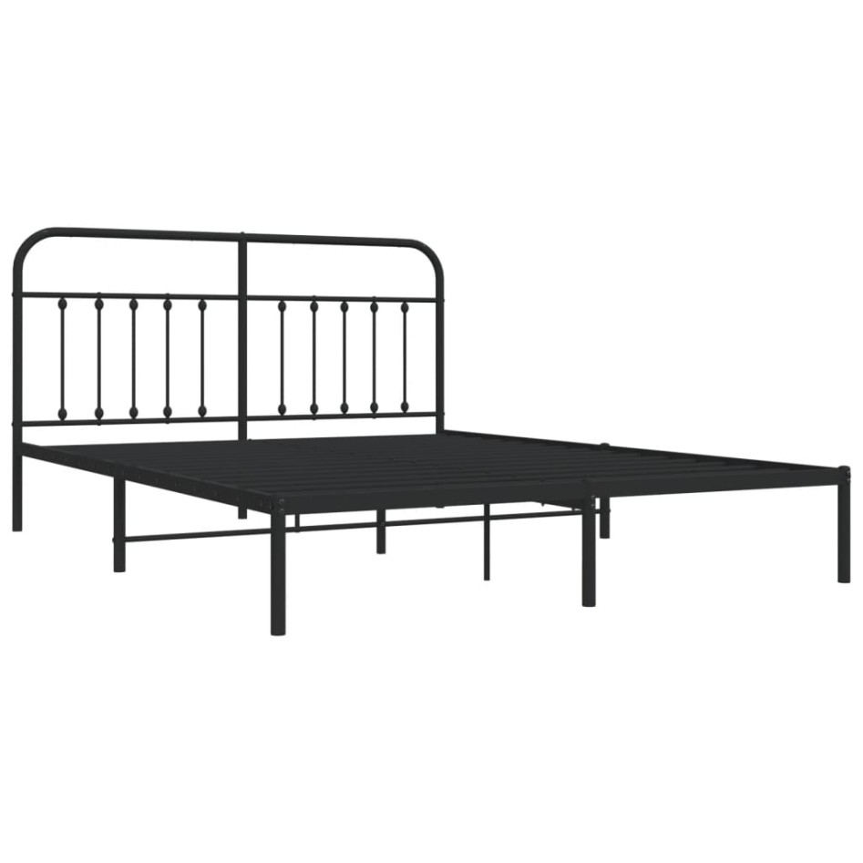 Estructura de cama con cabecero metal negro 183x213