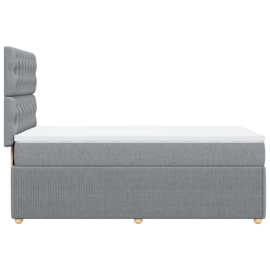 Cama box spring con colchón tela gris claro 90x200
