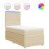 Cama box spring con colchón tela color crema 100x200