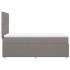 Cama box spring con colchón tela gris taupe 100x200