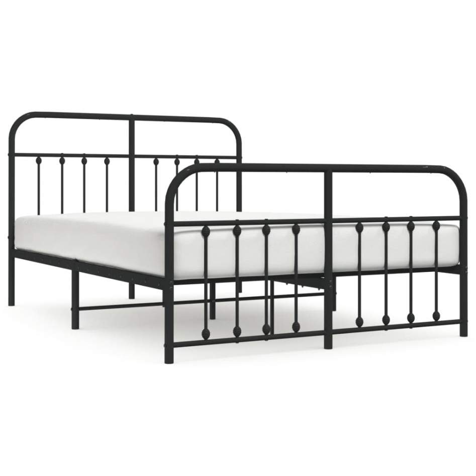 Estructura de cama cabecero y estribo metal negro 135x190
